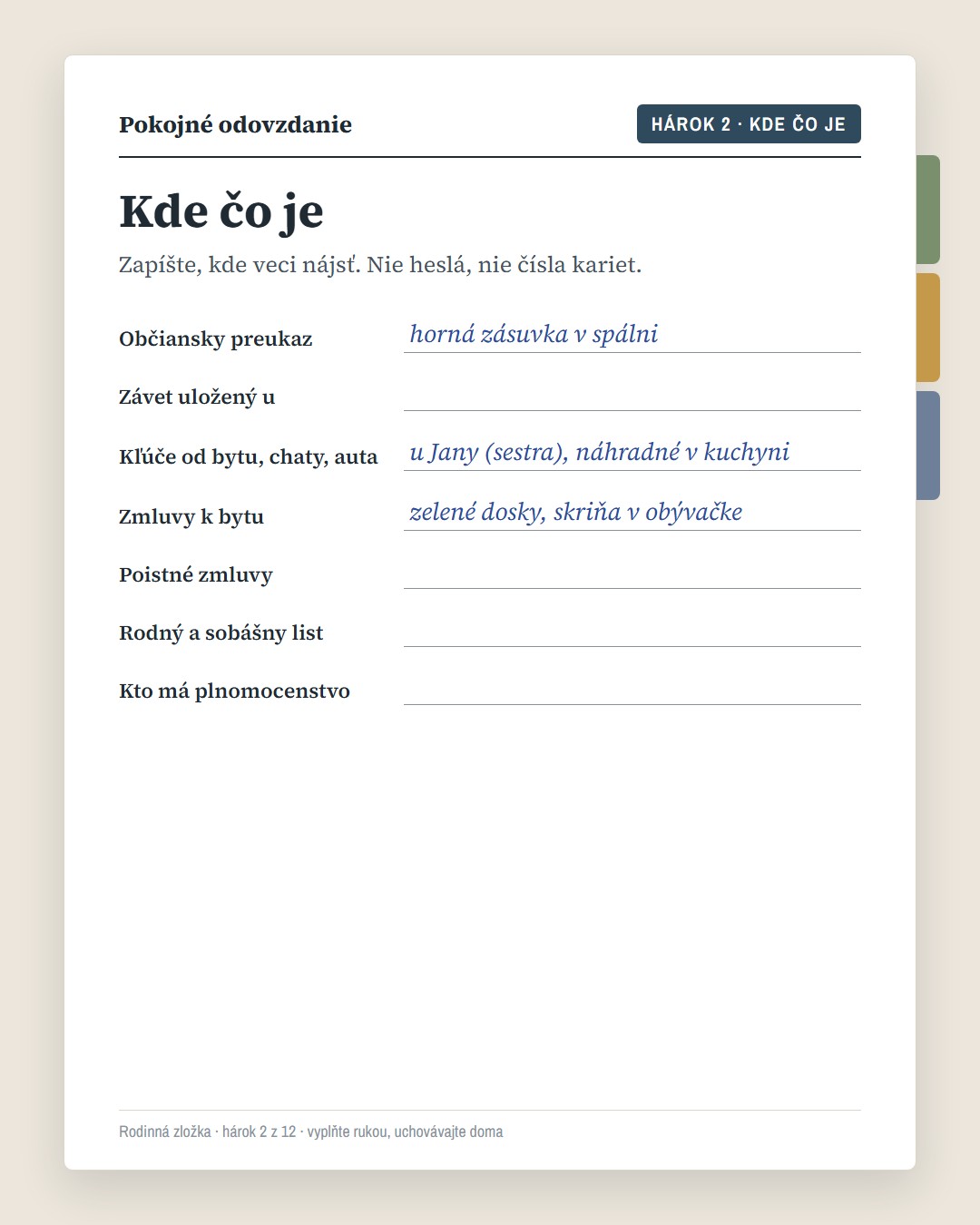 Pokojné odovzdanie · 6